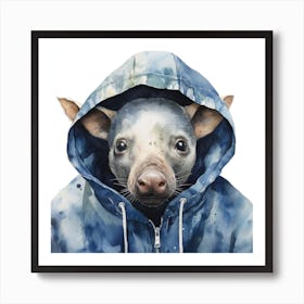 Watercolour Cartoon Tapir In A Hoodie 3 Art Print