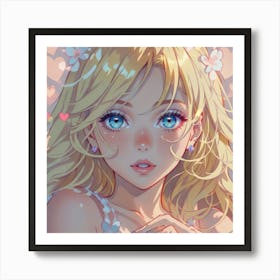 Cute Girl With Flowers In Her Hair(1) Art Print