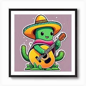 Cactus Playing Guitar 16 Art Print