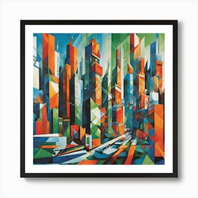 Futuristic Metropolis Cubism Style 1 Art Print