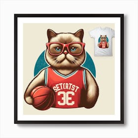 Basketball Cat Art Print