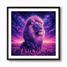 Lion In The Field 1 Art Print