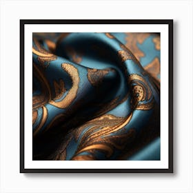 Blue And Gold Paisley Art Print