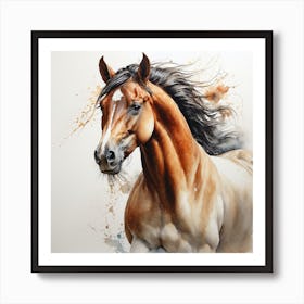 Horse Watercolor Painting Art Print