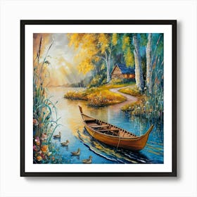 A Beautifully Rendered Abstract Oil Painting Captu Art Print