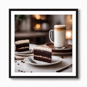 Chocolate Cake With Coffee Art Print