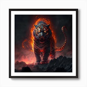 Tiger On Fire Art Print