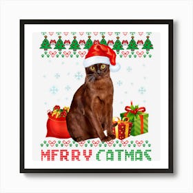 Merry Catmas Cat Ugly Christmas Havana Brown Mom Dad 1 Art Print