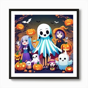 Ghosts And Pumpkins 1 Art Print