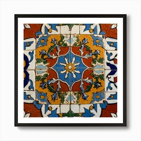 A Colorful Tile On A Wall Art Print