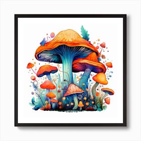 Colorful Mushrooms 3 Art Print