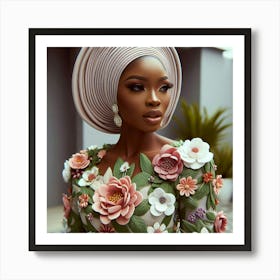 Nigerian Woman In Floral Dress Art Print