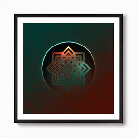 Geometric Neon Glyph Abstract on Jewel Tone Triangle Pattern 200 Art Print
