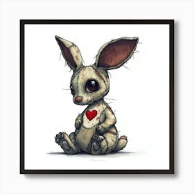 Little Bunny With A Heart Art Print