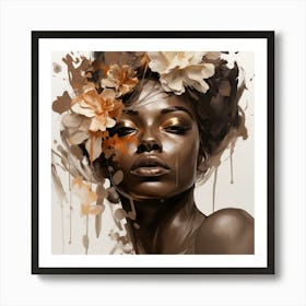 Black Woman With Flowers 10 Art Print