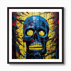 Blue Skull 3 Art Print