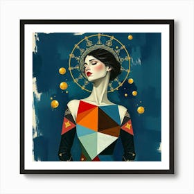 Woman In A Geometric Dress #2 Art Print