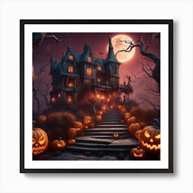 Halloween Haunted House Art Print