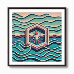 Swimming, Standing Boy on frame ready to swim Art Print