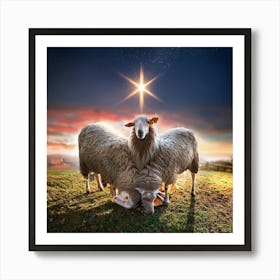 Firefly Sheep, Family, Meeting, Christmas, Candles, Christmas Tree, Baubles, Star, Festive, Holiday, Art Print