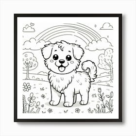 Line Art lovely dog Art Print