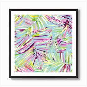 Tropical Palms Blue Square Art Print