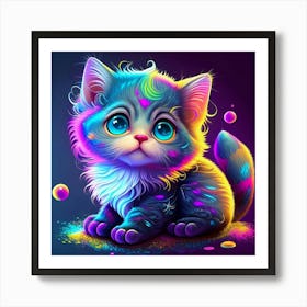 Colorful Kitten Art Print