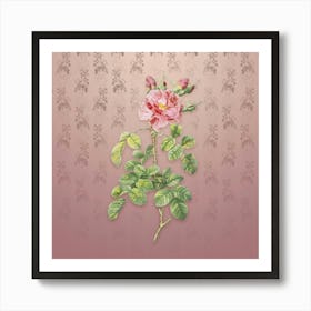 Vintage Four Seasons Rose in Bloom Botanical on Dusty Pink Pattern n.0296 Art Print