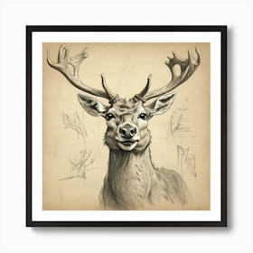 Deer Head 15 Art Print