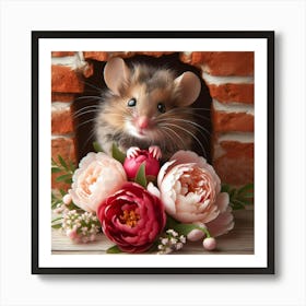Hamster With Flowers Art Print