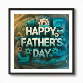 Happy Fathers Day Gears Art Print