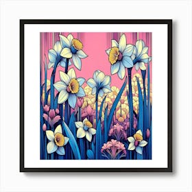 Daffodils art deco Art Print