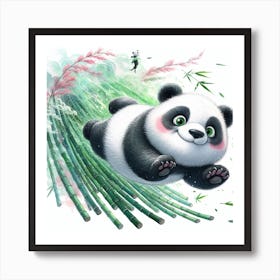 Panda Bear Flying Art Print