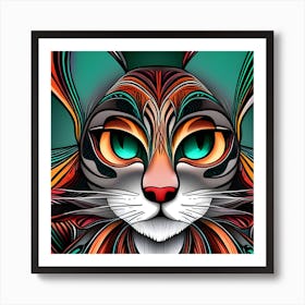 Psychedelic Cat Art Print