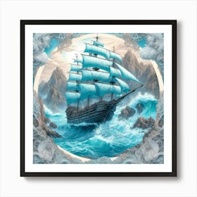 Ship in peril Art Print