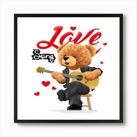 Teddy Bear Playing Guitar Art Print