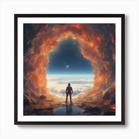 Space Man Standing In A Cave Art Print