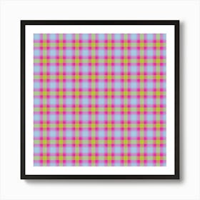 Pink And Yellow Plaid Fabric Art Print