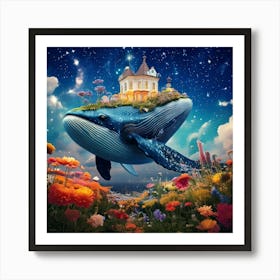 Firefly Colossal Whale, Floating, Sky, Stars, Constellations, Transforming, Flowers, Lush Garden, Ma (8) Art Print