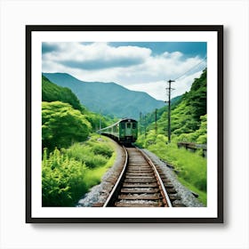 Rail Nature Train Transportation Japan Mountain Way Garden Summer Background Tour Tourism (7) Art Print