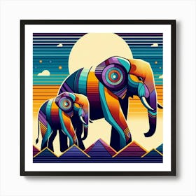 Asher and Kaia Elephants Art Print