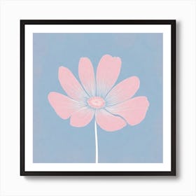 A White And Pink Flower In Minimalist Style Square Composition 596 Art Print