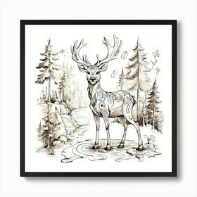 Deer In The Forest 29 Art Print