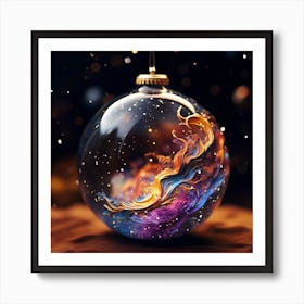 Christmass Glass Ball Ornament Full Of Galaxy Art Print