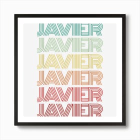 First Name Javier Spanish Boy Retro Birthday Nametag Art Print