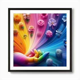 Rainbow Flowers Art Print