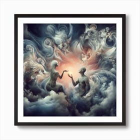 Relationship surreal, Adam and Eve Art Print