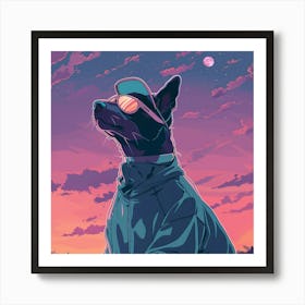 Dog With Sunglasses Lofi Doggy Art Print