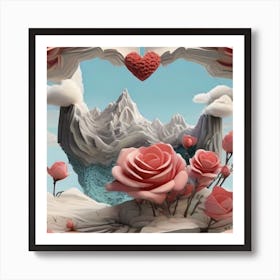 Human Heart Half Of Which Is Flowers Sp Art Print