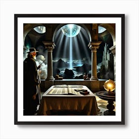 Wizard In A Library Art Print